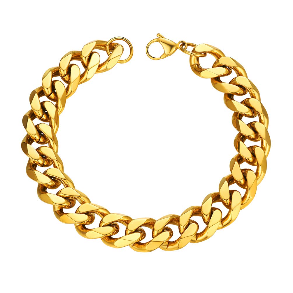 Mua Prosteel 18金メッキ 喜平ブレスレット メンズ 12mm 21センチ ブレスレットチェーン ゴールド 太め アレルギー対応 ヒップ ホップ アクセサリー Tren Amazon Nhật Chinh Hang 21 Fado