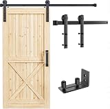 Signstek 152CM 5FT Sliding Barn Door Hardware Kit I Shape Hanger Closet Rail