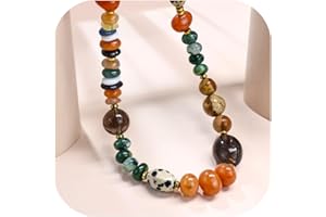 GEMTAL Boho Colorful Chunky Statement Beaded Necklaces for Women,Handmade Women's Fashion Gemstone Bead Choker Necklace,Western Natural Stone Strand Necklace Bib Collar Jewelry Unique Gifts for Women