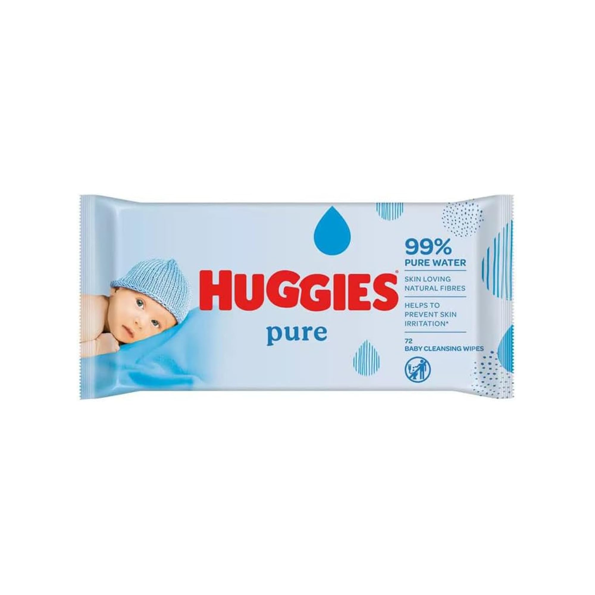 Huggies Pure Baby Wipes 72 Gentle Sensitive Skin Natural Alcohol Free (1)