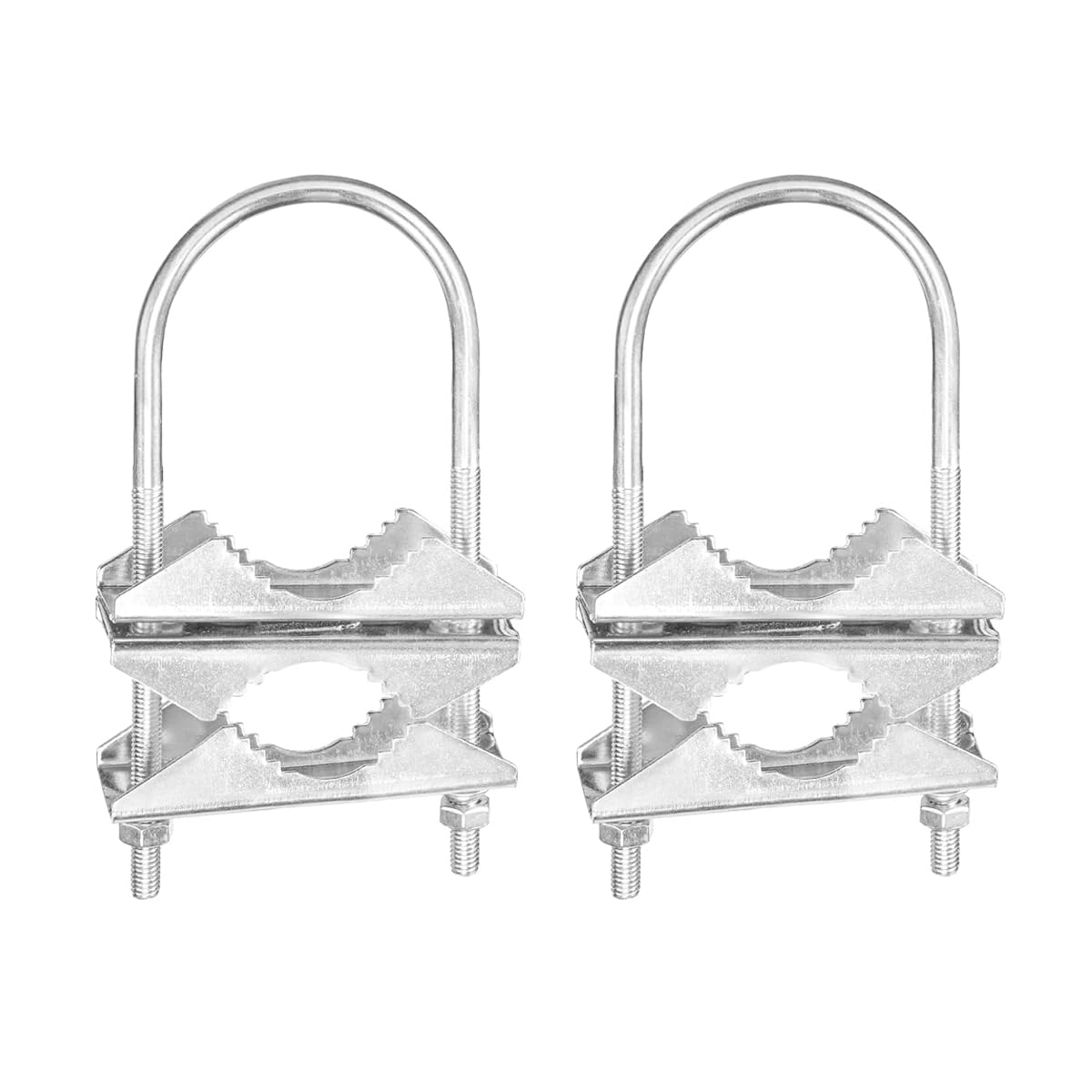 ANCLLO 2pcs U Bolts Anti-Rust Finished V Jaw Block Double Antenna Mast to Mast Clamp Suit for TV CB Ham Antenna Pipe Mount Bracket