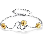 Cuoka Sunflower Bracelet 925 Sterling Silver Sunflower Jewelry For Women Girlfriend with Box