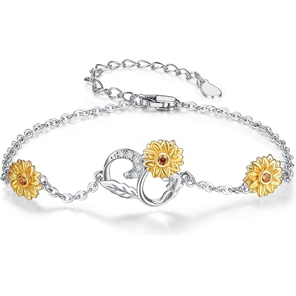 Amazon.com: Cuoka Sunflower Bracelet 925 Sterling Silver You
