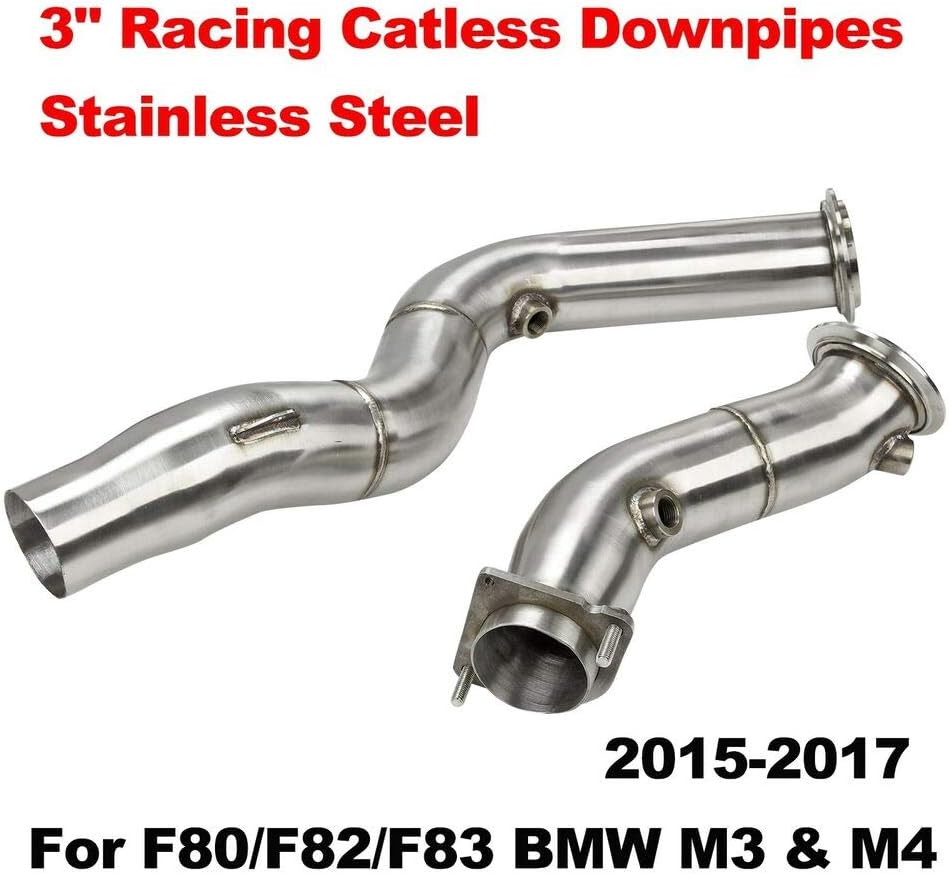 3" Racing Stainless Steel Catless Downpipes Kit, Compatible with S55 14+ BMW M3 & M4