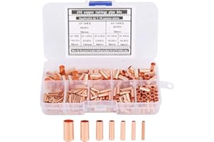 AWG2 4 6 8 10 12 with Heat Shrink Set,250Pcs Wire Lugs Ring Terminal Connectors, 80Pcs Battery Cable Ends Ring Terminals Conn