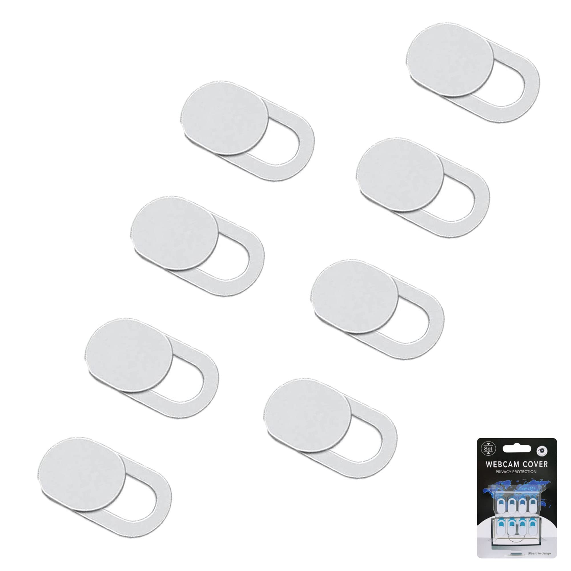 8 Piece Webcam Cover Set Thin Webcam Cover Camera Cover Accessories Sliding Camera Cover Camera Cover Slim for Laptop, PC, MacBook, iMac, Computer, iPad, Smartphone White