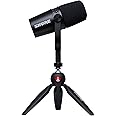 Shure MV7 USB Microphone with Tripod, for Podcasting, Recording, Streaming & Gaming, Built-in Headphone Output, All Metal USB/XLR Dynamic Mic, Voice-Isolating Technology, TeamSpeak Certified - Black