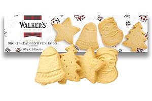 WALKERS Walker’s Assorted Shortbread Cookies in Festive Shapes - Pack of 4 Shortbread Cookie Boxes - Includes Christmas Tree, Bell, Star and Santa Claus Shaped Christmas Cookies