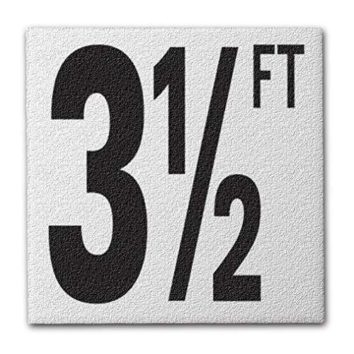 Ceramic Swimming Pool Deck Depth Marker "3 1/2 FT" Abrasive Non-Slip Finish, 5 inch Font
