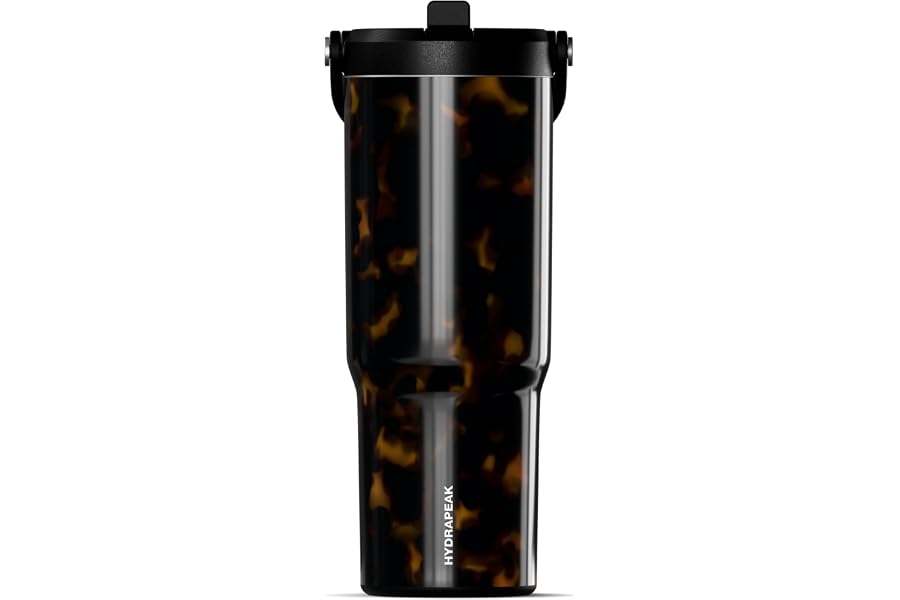 Hydrapeak Nomad 32oz Stainless Steel Insulated Travel Tumbler with Handle & Straw Lid, Leakproof, Cupholder Friendly, Back to