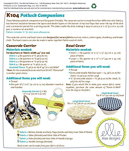 Kwik Sew K0104 Potluck Companions Sewing Pattern, No Size