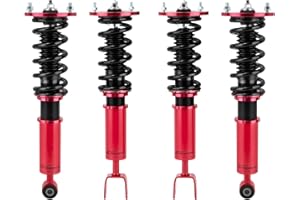 Zyauto Coilovers for Lexus SC300 SC400 1992-2000, for Toyota Supra 1993-1998, Ride Height Adjustable Coilover Suspension Kit Struts, Shock Absorber Struts Amortiguador Lowering Kits Red