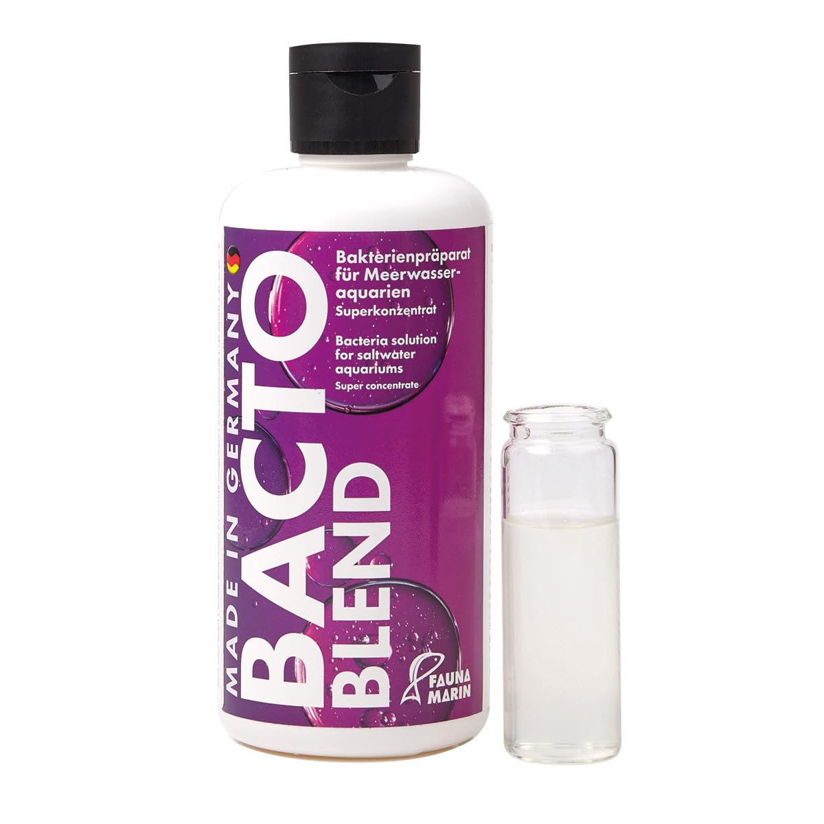 Fauna Marin Bacto Blend, 250 ml - Water Treatment for Starting Seawater Aquarium, Reducing Sludge, Improving Growth and Color Development of Fish and Coral