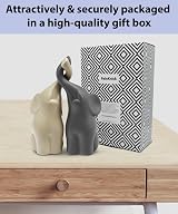 FeinKnick Beige & Grey Elephant Pair Ceramic Sculpture 16cm High view 3