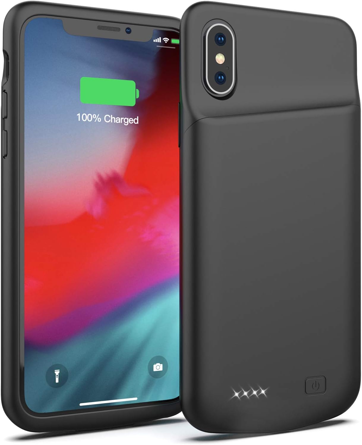 Smiphee Battery Case for iPhone X/XS, 4000mAh Portable Protective Charging Case Extended Rechargeable Battery Pack Charger Case Compatible with iPhone X/XS / 10 (5.8 inch) (Black)