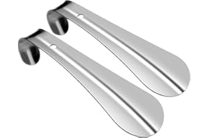 LifHap 6 Inch Metal Shoe Horn for Men, Silver, 2 Pcs - Portable, Easy to Use, Stainless Steel