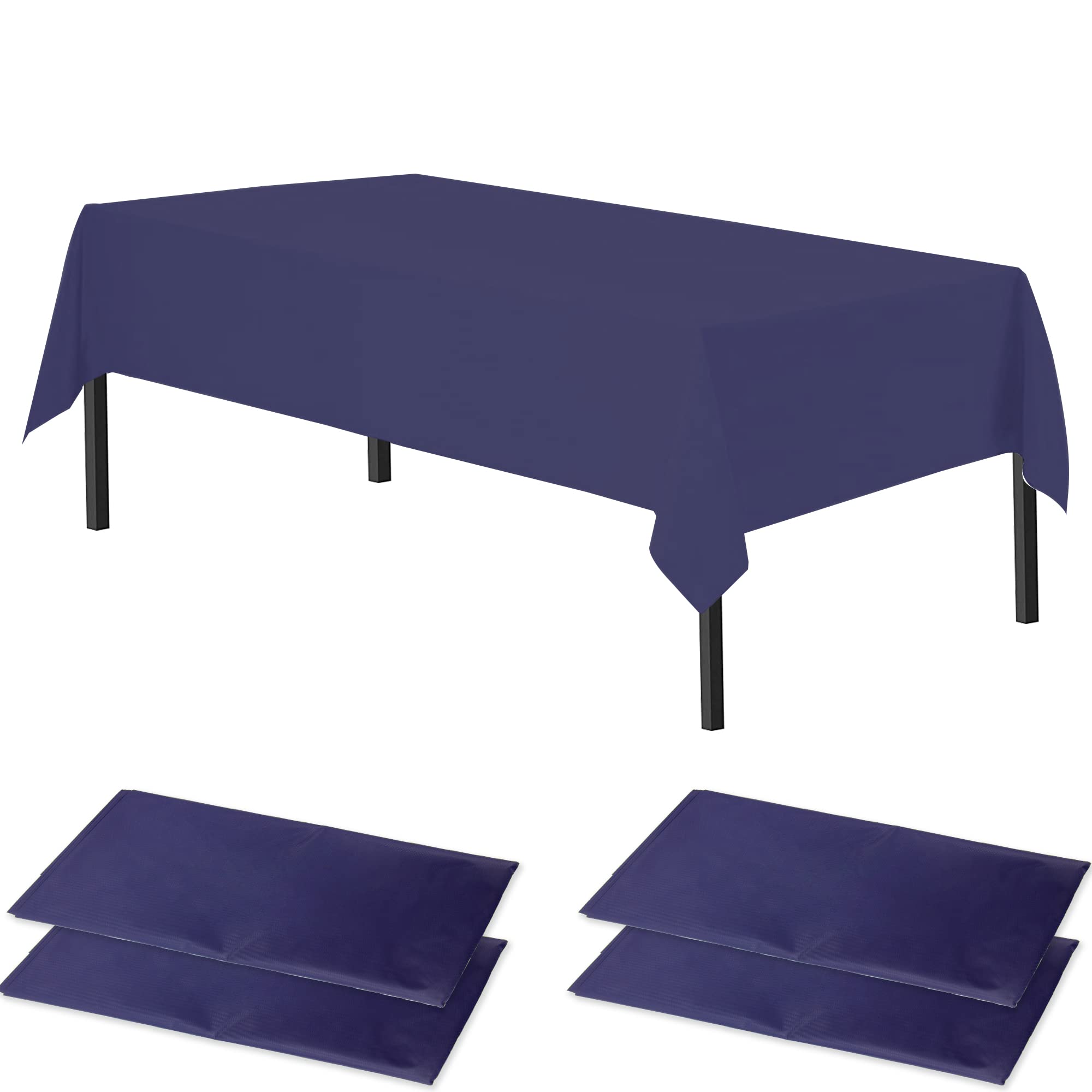 Time to Sparkle 2 Pack Plastic Tablecloths 54" x 108" Plastic Dining Table Cloth Premium Rectangle Table Cover for Parties Wedding Banquet etc Indoor Or Outdoor Navy Blue