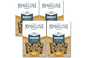 Sfoglini Organic Durum Semolina Reginetti (12 oz) & Radiators (16 oz) Pasta (4-Pack, 2 Packages Per Shape)