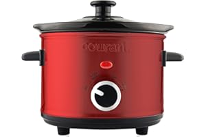 Courant Small Slow Cooker 1.6 QT, 3 Heat Settings, Removable Ceramic Pot" Easy Clean, Dishwasher Safe, Mini Slow Cooker, Red