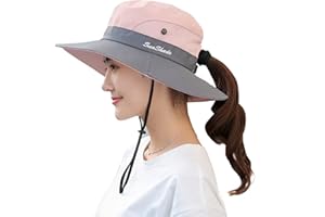 Ruqizhi Sun Hats for Women Ponytail Sun Hats UV Protection Fishing Hats Foldable Mesh Wide Brim UPF 50+