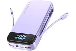 Portable Charger 32000mAh, BLJIB 22.5W QC 3.0 PD 20W Smart LED Display Fast Charging Built in Cables Power Bank, External Bat