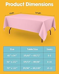 Niuara Pink Fabric Rectangle Table Cloth - 6