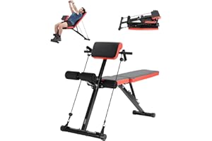 VEVOR Multi-Functional Weight Bench for Full Body Workout, Roman Chair Hyperextension Bench, Adjustable & Foldable Equipment for Back Arm Core Ab Workout, Sit Up Exercise Machine for Home Gym