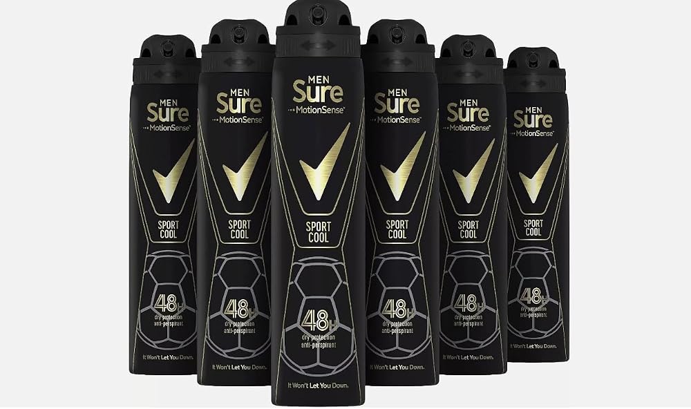 Sure Sport Cool 48h Anti-Perspirant Aerosol Men 250 ml Pack of 6