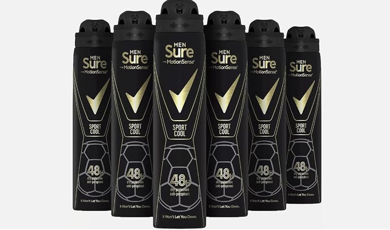 Sure Sport Cool 48h Anti-Perspirant Aerosol Men 250 ml Pack of 6