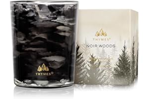 Thymes Noir Woods Scented Candles for Home Decor – Notes of Fresh Evergreen, Smoky Wood & Golden Amber – Luxury Home Fragrance Gifts for Women & Men – Burns Up to 20 Hrs (Votive Candle, 2 oz)