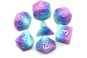 HANDAN Dice Resin DND Polyhedral Dice Fit Dungeons and Dragons(D&D) RPG Pathfinder Role Playing Games Rose Purple Blue Green 4 Layers Dice Set with Bag