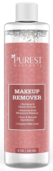 Purest Naturals Organic Makeup Remover - Gentle, Oil Free, Liquid For Removing Eye & Face Make Up On Sensitive, Acne, Dry & Oily Skin - 8 Oz 236 mL