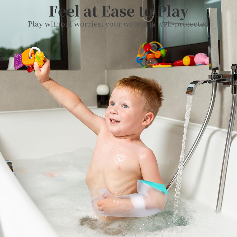 Waterproof Cast Covers for Shower Arm Kids, Water Proof Plastic Sleeve to Cover Arms After Surgery/Wound/Fracture/Bandage/Fingers, Sleeves Protector Bag Youth/Toddler Showering Child in Bath Small