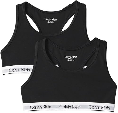 Calvin Klein CK Jeans Girls 2PK Bralette G80G800742 Bralette, Black (Pvhblack/Pvhblack) 10-12