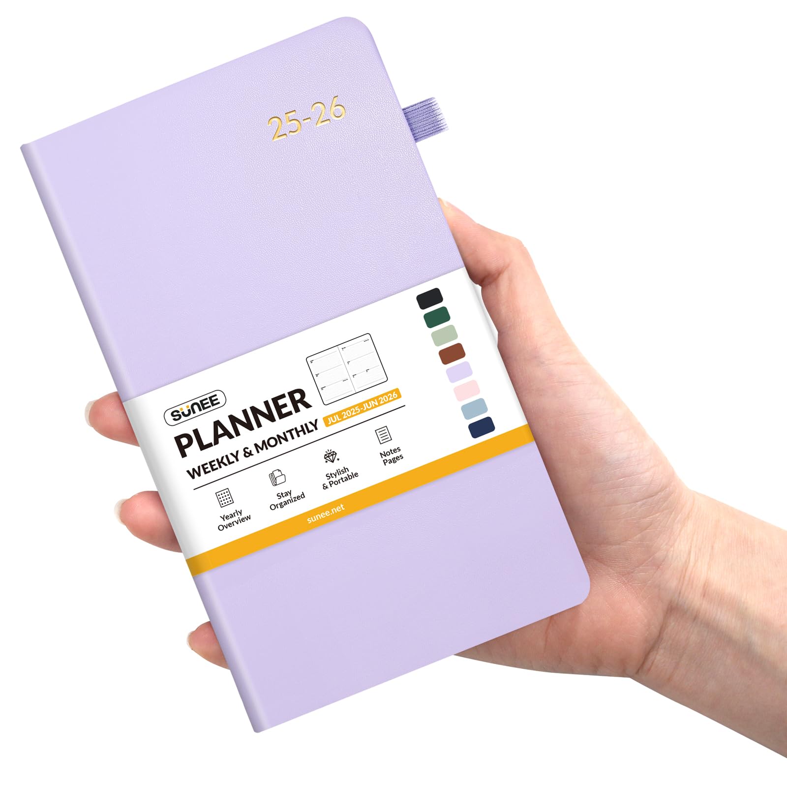 Photo 1 of SUNEE 2025-2026 Pocket Weekly Planner for Purse 3.5" x 6" - 12 Month (July 2025 - June 2026) Academic Year Calendar, Pocket Size Planner, Hardcover, Note, 100 GSM Paper, Purple