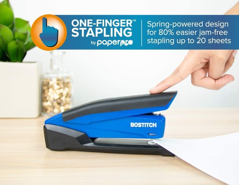 Bostitch Office InPower Spring-Powered Desktop Stapler, Blue (1122) : Office Products