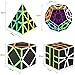 D-FantiX Zcube Carbon Fiber Speed Cube Bundle,3x3 Pyramid Megaminx Square 1 Skewb Cube Puzzle Set