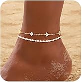 RLMOON Gold Anklets for Women CZ Ankle Bracelet 14K Gold/Silver Plated Waterproof Dainty Layered Tennis Heart Dot Chain Silver Anklets Trendy Foot Jewelry