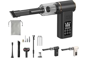 KORVA AirVac Pro 5-in-1 Cordless Car Vacuum and Tire Inflator, 150PSI Portable Handheld Air Compressor with Digital Pressure 