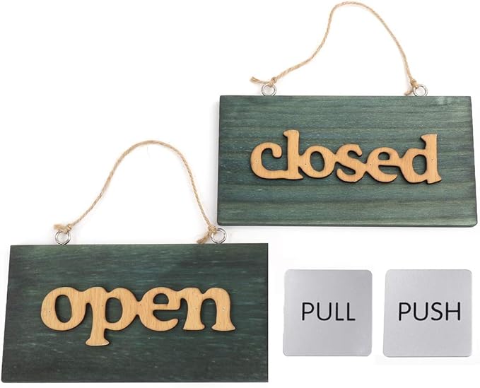 Amazon Co Jp ドア プレート 木製 2枚セット Open Closed ドアステッカー付 アンティーク おしゃれ 看板 文房具 オフィス用品