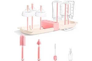 Portable Baby Bottle Brush Set, 7 in 1 Travel Baby Bottle Cleaner Kit, Portable Bottle Washing Kit with Silicone Bottle Brush