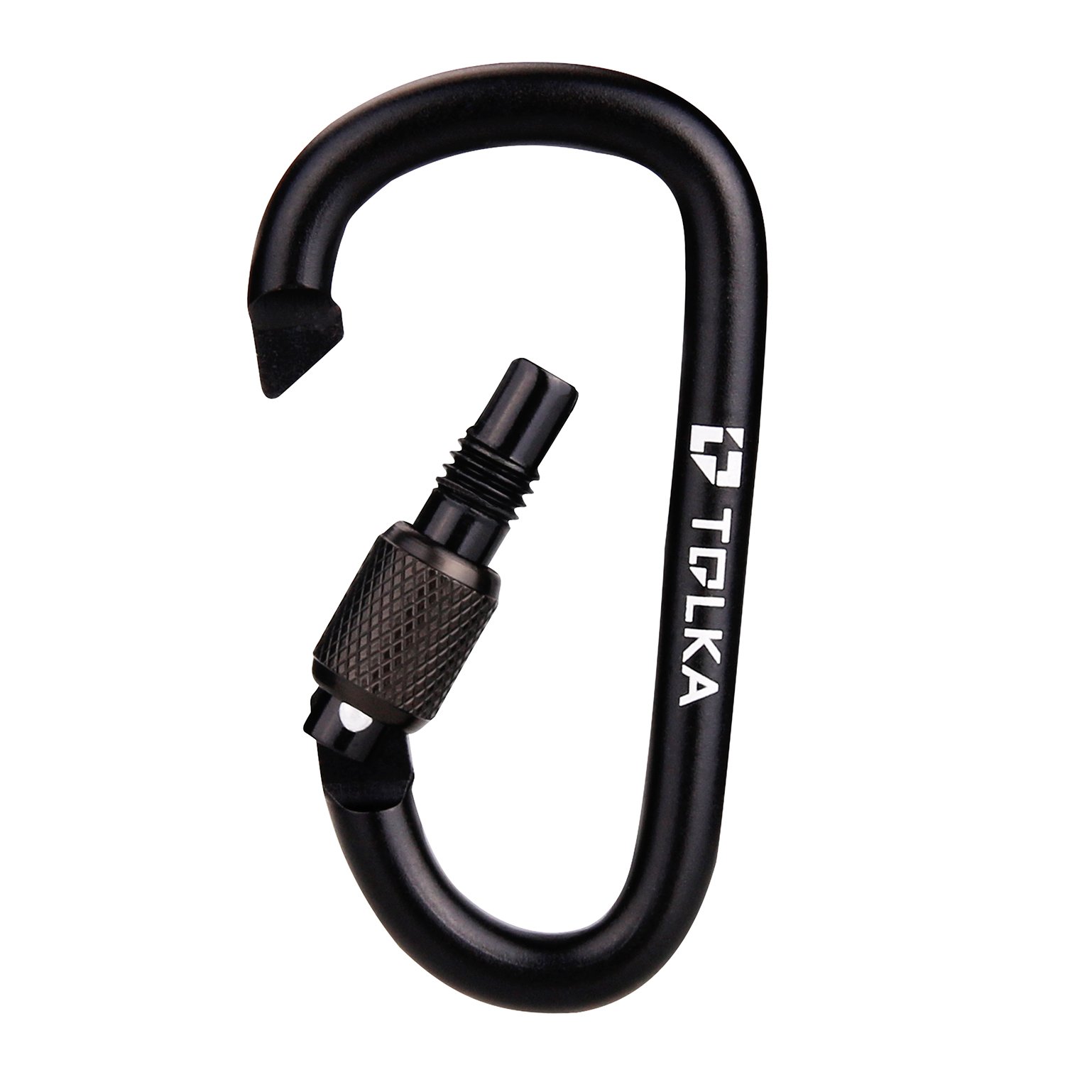 TOLKA Screw Lock Super Lightweight Carabiner Keychain Carabiner Clip D Ring Locking Carabiners 10 Piece for Outdoor Clipping, Camping, Hiking, Fishing (Black)