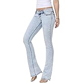 WAISUNZLM Women's Super Low Rise Stretchy Flared Jeans Slim Fit for Flattering Silhouette Bootcut Denim Pants(Runs Small)