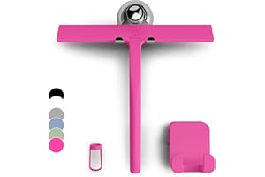 GÜTEWERK Shower Squeegee for Glass Doors, Silicone Window Squeegee, Bathroom and Glass Cleaning - Pink - 11 Inch