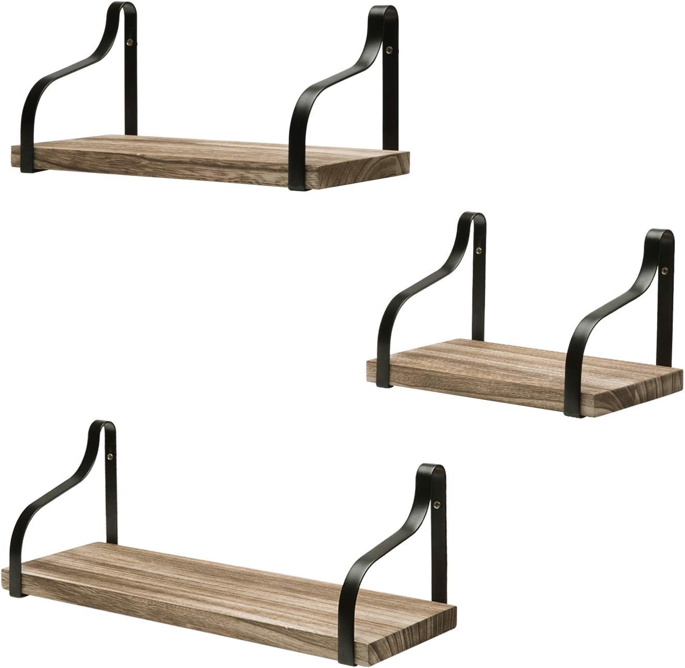 Boho Wandregal Regenbogen - Holz Schweberegal 19,8x30 Cm In Vintage Braun