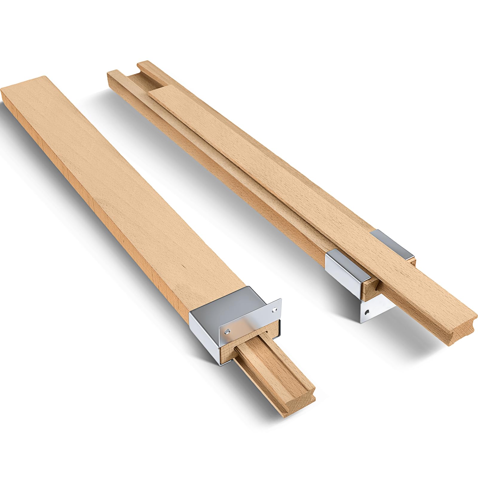 Photo 1 of Maitys Wooden Drawer Slides Bottom Mount Classic Center Guide Track with Metal Slide Glides Traditional Wood Drawer Rails for Dresser Replacement (22 Inches,2 Pcs)