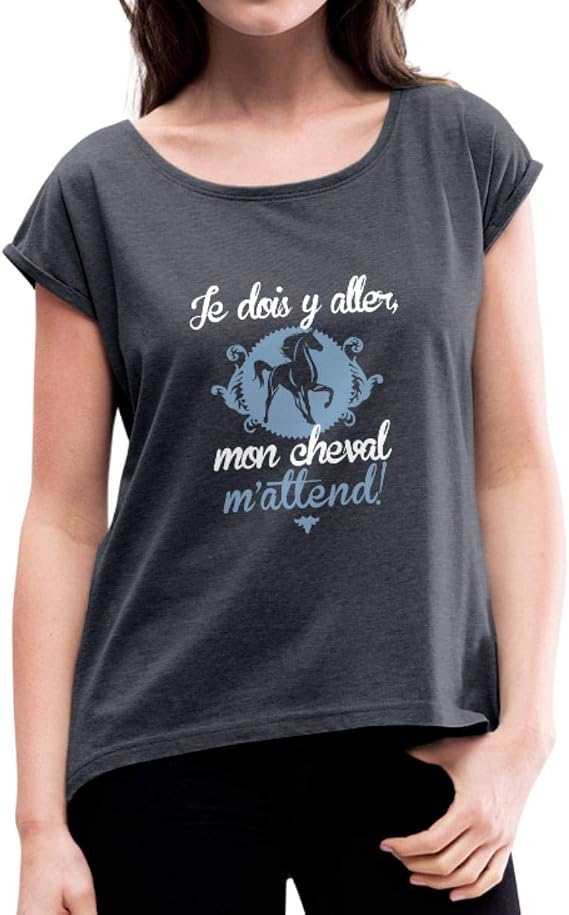 Tote Bag équitation Humour - « J’peux Pas Mon Cheval M’attend », Cabas Rose, Polyester, Imprimé En France - 4