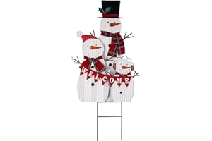 HOMIRABLE Christmas Decorations for Home Outdoor Snowman Garden Stakes 29.4 inch Decorative Christmas Yard Welcome Signs Metal Stakes for Outside Lawn Porch Thanksgiving Holiday Xmas Patio Pathway Decor