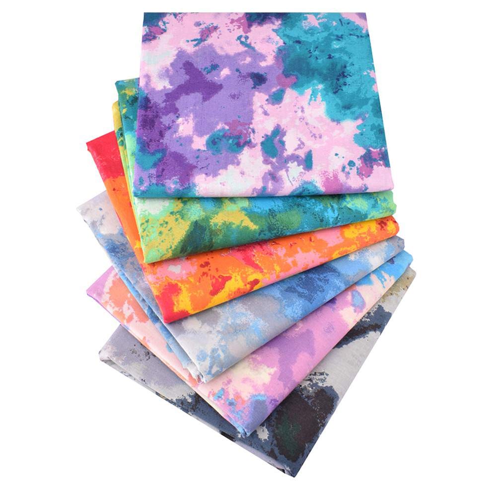 Fat Quarters Fabric Bundles, 6Pcs 100% Cotton 19.69” x 19.69” (50cmx50cm) Precut Quilting Fabric Squares Sheets for DIY Patchwork Sewing Quilting Crafting, No Repeat Design (Batik Pattern)