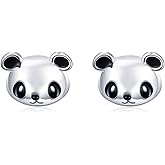 Lovely Panda Bear Stud Earrings Sterling Silver for Women Cute Animal Pet Statement Wedding Earring Studs Posts Hypoallergenic Birthday Gifts